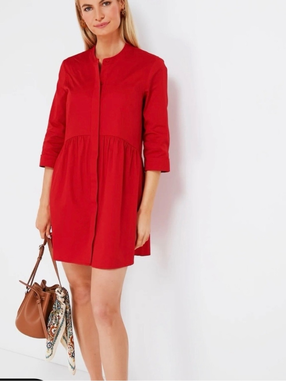 Tuckernuck Scarlet Button-Front Mini Dress size L - Picture 2 of 8